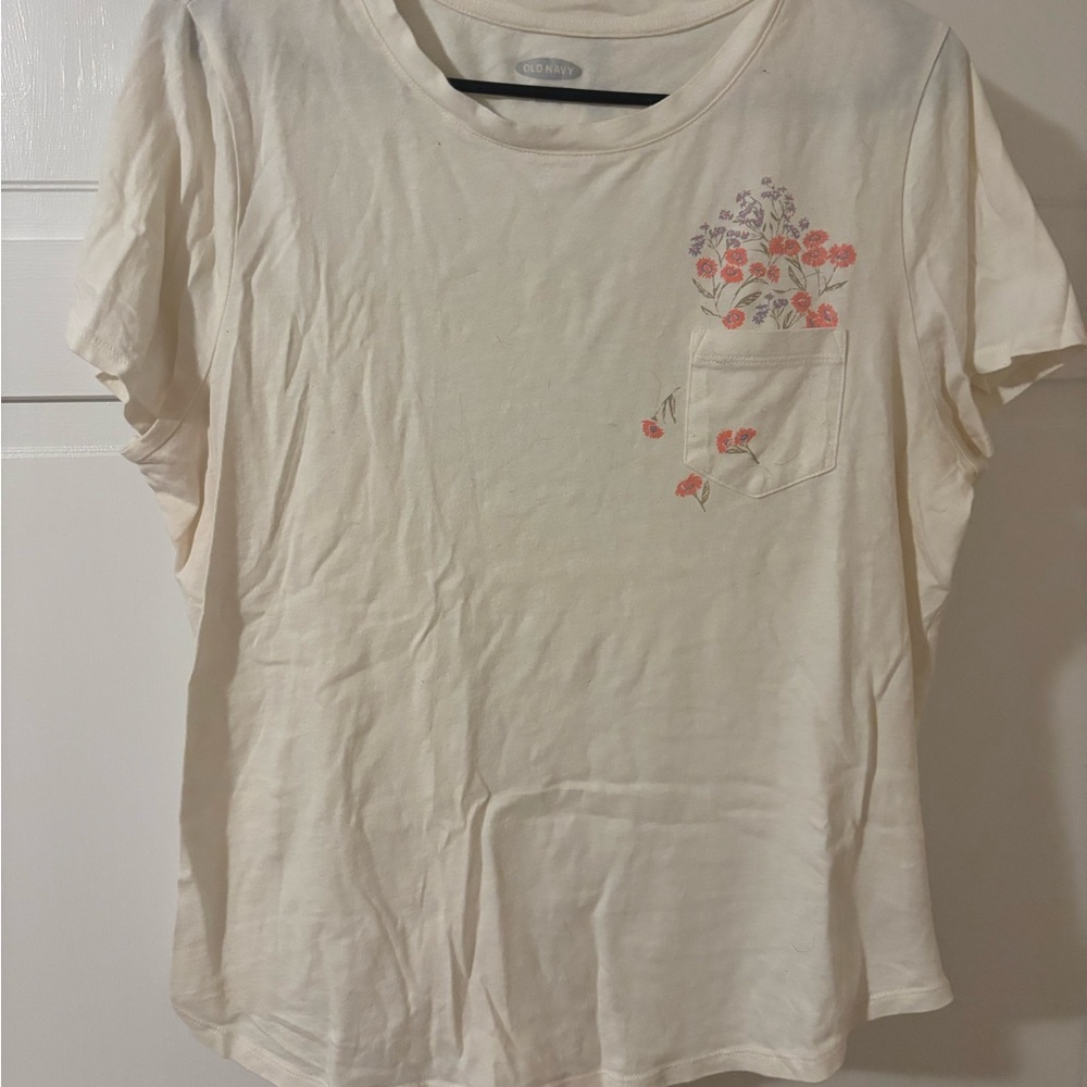 Old Navy Cream Floral Pocket Blouse